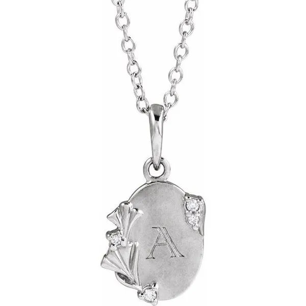 Accented Engravable Floral Necklace Image 3 James Wolf Jewelers Mason, OH