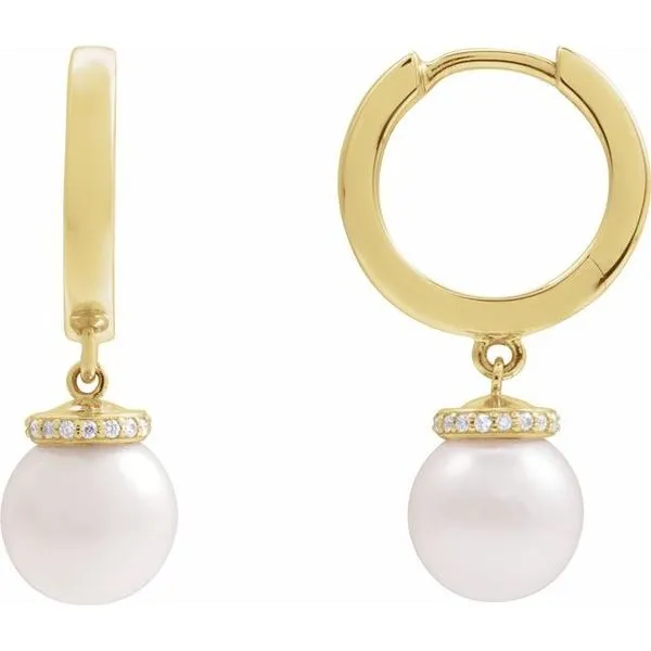 Accented Pearl Hoop Earrings J. Meredith Jewelers Delafield, WI