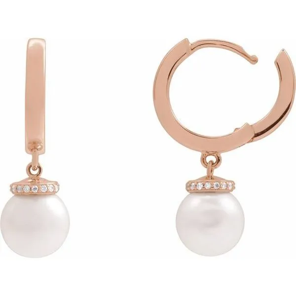 Accented Pearl Hoop Earrings Image 3 James & Williams Jewelers Berwyn, IL