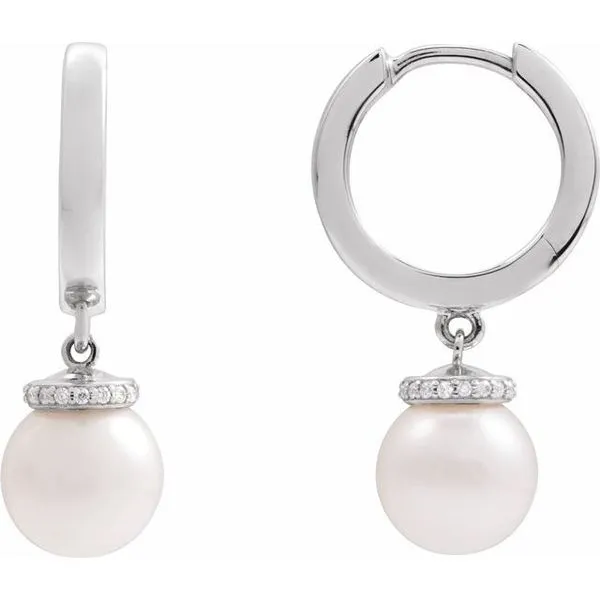 Accented Pearl Hoop Earrings Grayson & Co. Jewelers Iron Mountain, MI