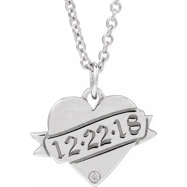 Engravable Accented Heart Necklace Image 3 Gaines Jewelry FLINT, MI