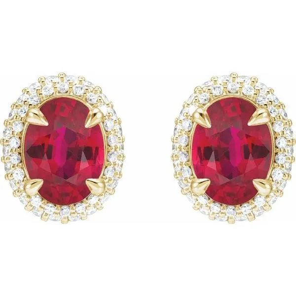 Oval 4-Claw Prong Pre-Notched Halo-Style Earrings Image 2 Gaines Jewelry FLINT, MI