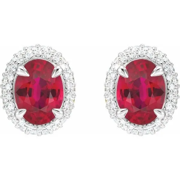 Oval 4-Claw Prong Pre-Notched Halo-Style Earrings Image 2 L & L jewelers Scarborough, ME