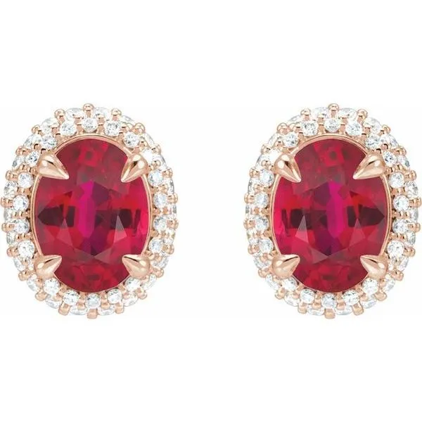 Oval 4-Claw Prong Pre-Notched Halo-Style Earrings Image 2 Hopman Jewelers Elkhart, IN