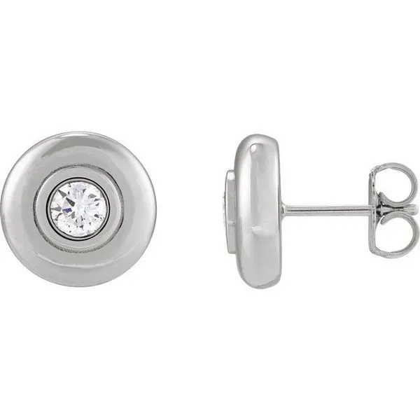 Bezel-Set Puffed Stud Earrings James & Williams Jewelers Berwyn, IL