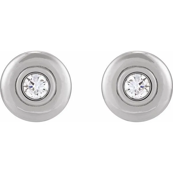Bezel-Set Puffed Stud Earrings Image 2 Woelk's House of Diamonds Russell, KS