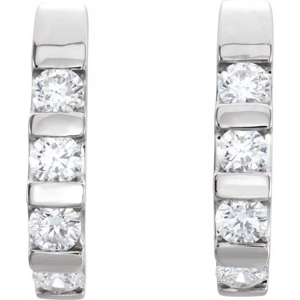 Channel-Set J-Hoop Earrings Image 2 James & Williams Jewelers Berwyn, IL