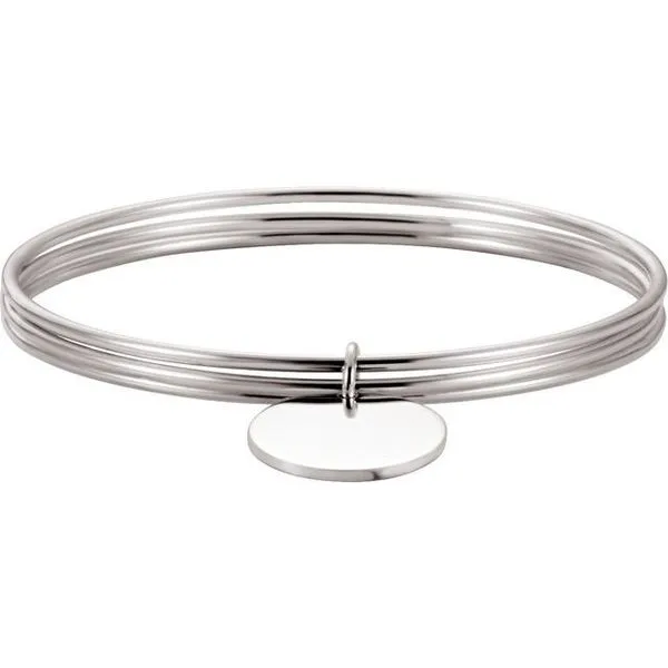 Triple Bangle Bracelet with Engravable Charm James & Williams Jewelers Berwyn, IL