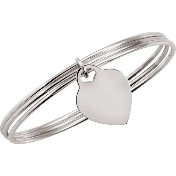 Heart Charm Bangle Bracelet Image 2 James & Williams Jewelers Berwyn, IL