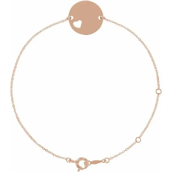 Engravable Pierced Heart Disc Bracelet James Wolf Jewelers Mason, OH