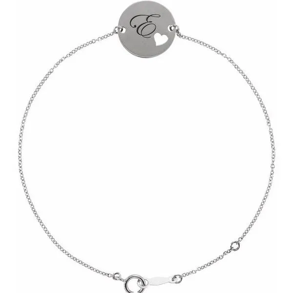 Engravable Pierced Heart Disc Bracelet Image 3 J. Meredith Jewelers Delafield, WI