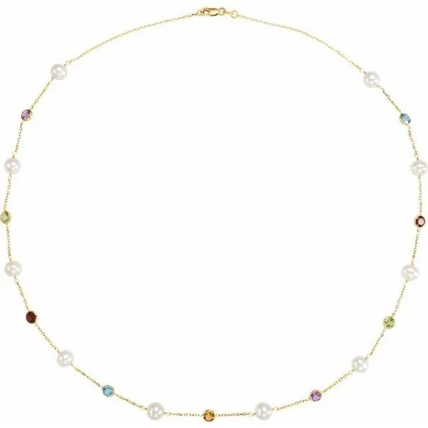 Pearl & Multi-Gemstone Station Necklace J. Meredith Jewelers Delafield, WI