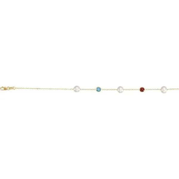 Pearl & Multi-Gemstone Station Necklace Image 2 J. Meredith Jewelers Delafield, WI