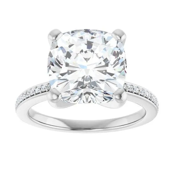 14K White Gold 10 mm Cushion Engagement Ring Mounting Image 3 Hudson Valley Goldsmith New Paltz, NY