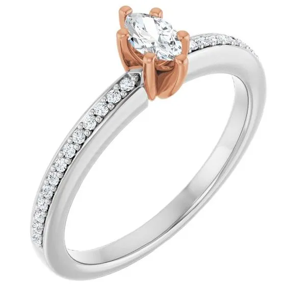 14K White/Rose 5x3 mm Marquise Engagement Ring Mounting Hudson Valley Goldsmith New Paltz, NY