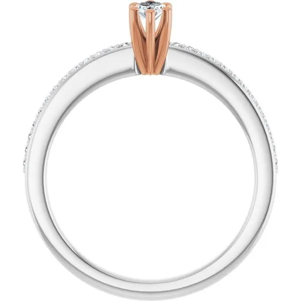 14K White/Rose 5x3 mm Marquise Engagement Ring Mounting Image 2 Hudson Valley Goldsmith New Paltz, NY