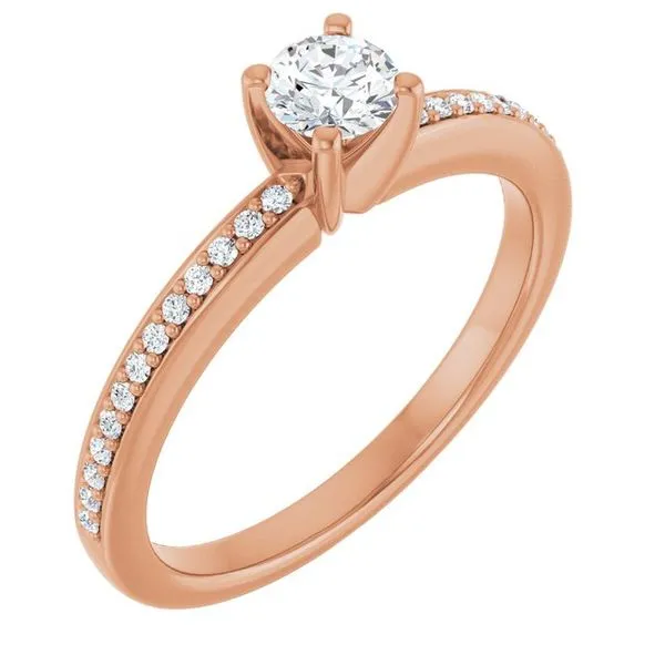 14K Rose Gold 4.1 mm Round Engagement Ring Mounting Hudson Valley Goldsmith New Paltz, NY