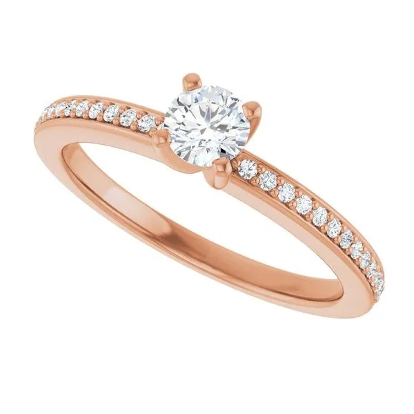 14K Rose Gold 4.1 mm Round Engagement Ring Mounting Image 5 Hudson Valley Goldsmith New Paltz, NY