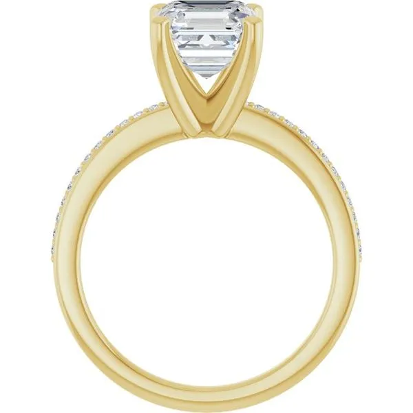 14K Yellow Gold 7 mm Asscher Engagement Ring Mounting Image 2 Hudson Valley Goldsmith New Paltz, NY