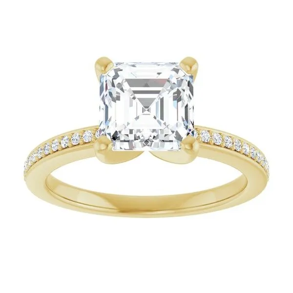14K Yellow Gold 7 mm Asscher Engagement Ring Mounting Image 3 Hudson Valley Goldsmith New Paltz, NY