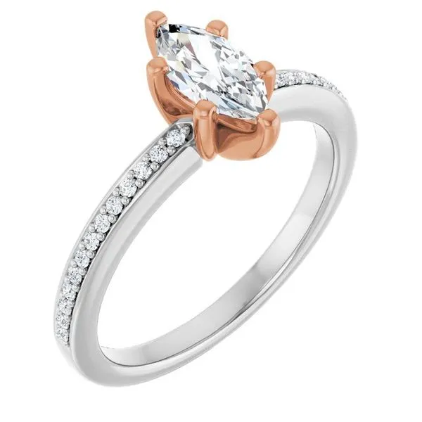 14K White/Rose 8x4 mm Marquise Engagement Ring Mounting Hudson Valley Goldsmith New Paltz, NY