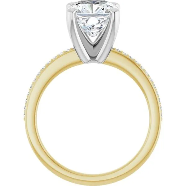 14K Yellow/White 8 mm Cushion Engagement Ring Mounting Image 2 Hudson Valley Goldsmith New Paltz, NY