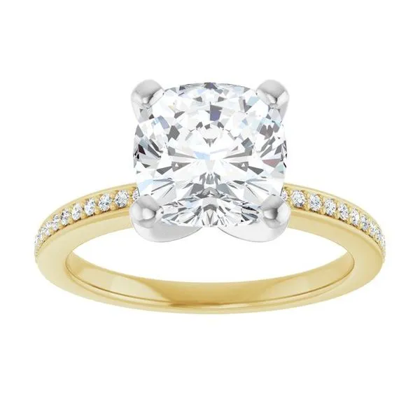 14K Yellow/White 8 mm Cushion Engagement Ring Mounting Image 3 Hudson Valley Goldsmith New Paltz, NY