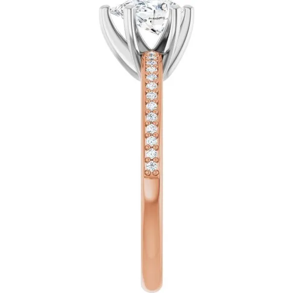 14K Rose/White 7x5 mm Pear Engagement Ring Mounting Image 4 Hudson Valley Goldsmith New Paltz, NY