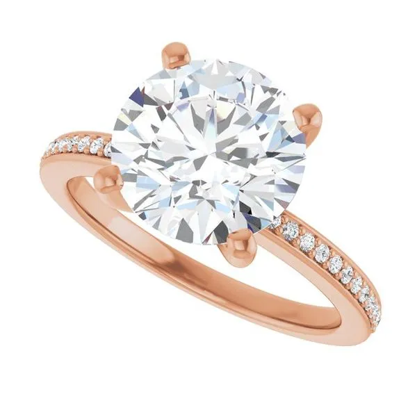 14K Rose Gold 9.4 mm Round Engagement Ring Mounting Image 5 Hudson Valley Goldsmith New Paltz, NY