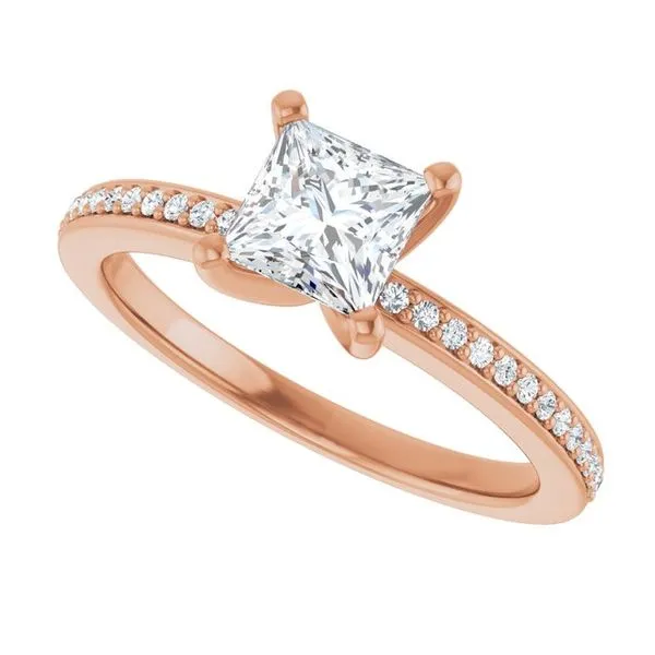 14K Rose Gold 5 mm Square Engagement Ring Mounting Image 5 Hudson Valley Goldsmith New Paltz, NY