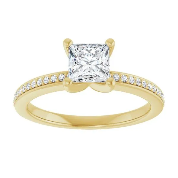 14K Yellow Gold 5 mm Square Engagement Ring Mounting Image 3 Hudson Valley Goldsmith New Paltz, NY