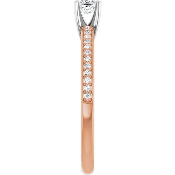 14K Rose/White 3 mm Square Engagement Ring Mounting Image 4 Hudson Valley Goldsmith New Paltz, NY