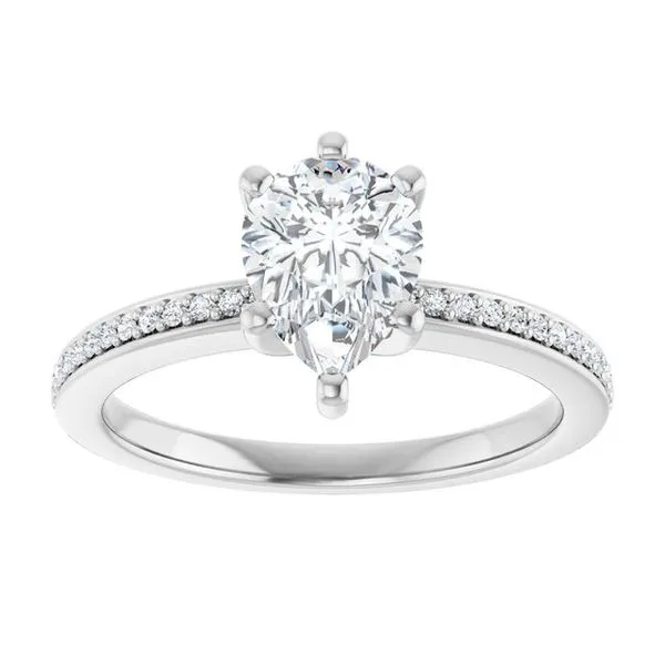 14K White Gold 8x6 mm Pear Engagement Ring Mounting Image 3 Hudson Valley Goldsmith New Paltz, NY