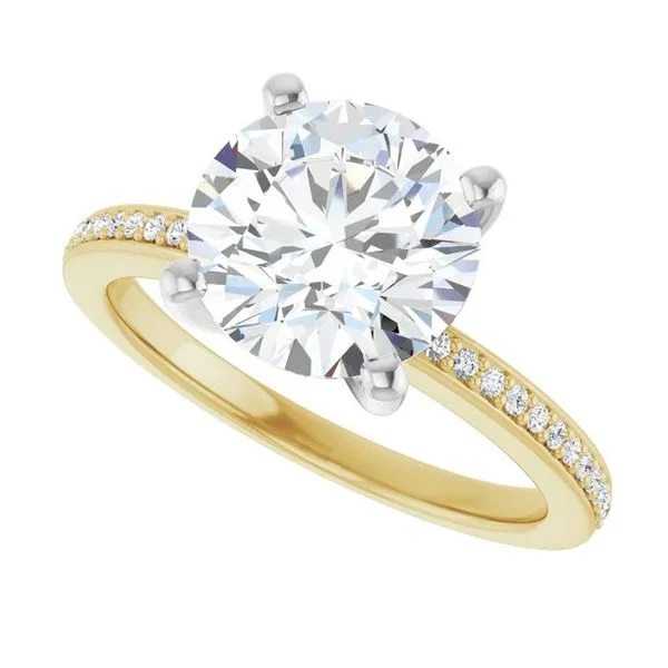 14K Yellow/White 8.8 mm Round Engagement Ring Mounting Image 5 Hudson Valley Goldsmith New Paltz, NY