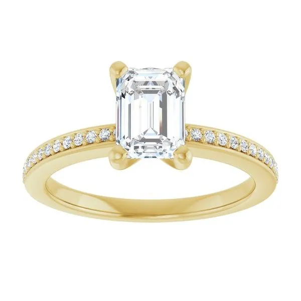 14K Yellow Gold 7x5 mm Emerald Engagement Ring Mounting Image 3 Hudson Valley Goldsmith New Paltz, NY