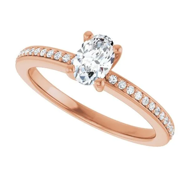 14K Rose Gold 6x4 mm Oval Engagement Ring Mounting Image 5 Hudson Valley Goldsmith New Paltz, NY