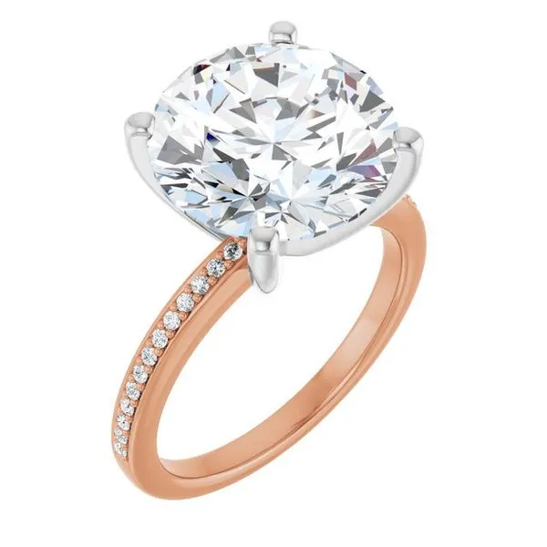 14K Rose/White 12 mm Round Engagement Ring Mounting Hudson Valley Goldsmith New Paltz, NY