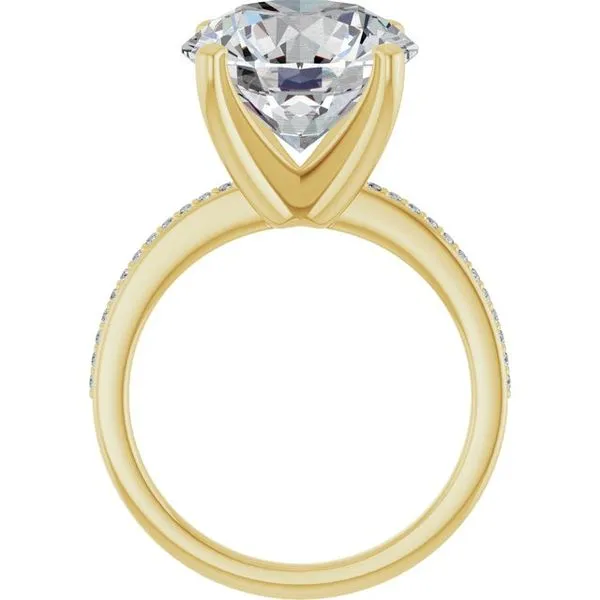 14K Yellow Gold 12 mm Round Engagement Ring Mounting Image 2 Hudson Valley Goldsmith New Paltz, NY