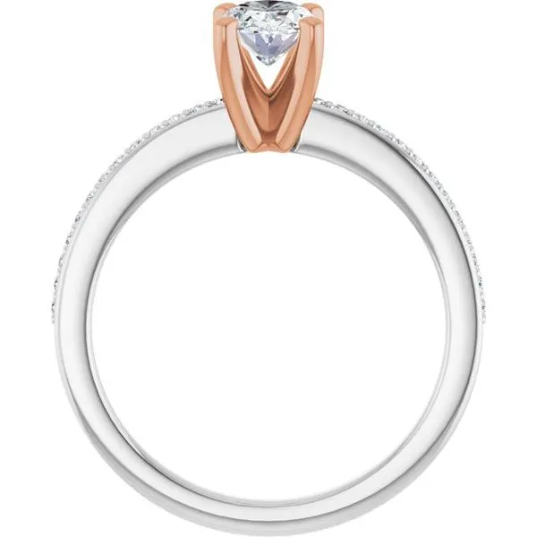 14K White/Rose 7x5 mm Oval Engagement Ring Mounting Image 2 Hudson Valley Goldsmith New Paltz, NY