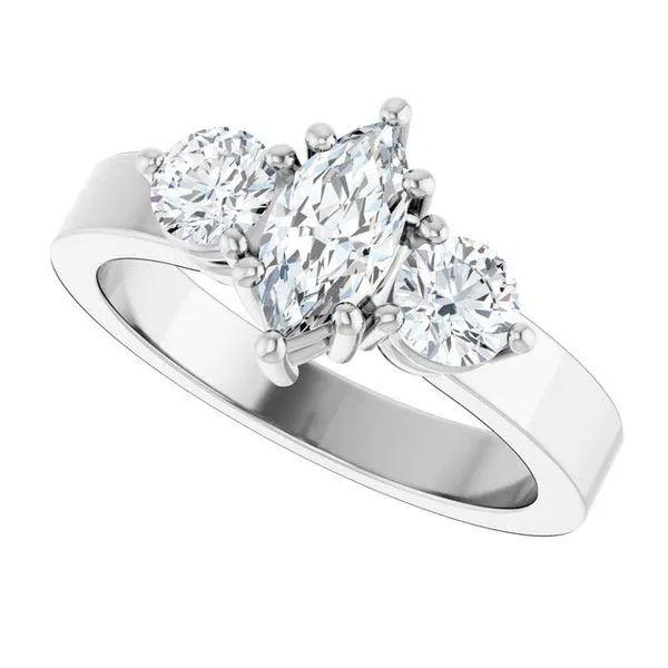 Three-Stone Engagement Ring Image 5 Golden Sails Jewelers, Inc. Saint Petersburg, FL