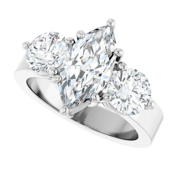 Three-Stone Engagement Ring Image 5 Golden Sails Jewelers, Inc. Saint Petersburg, FL