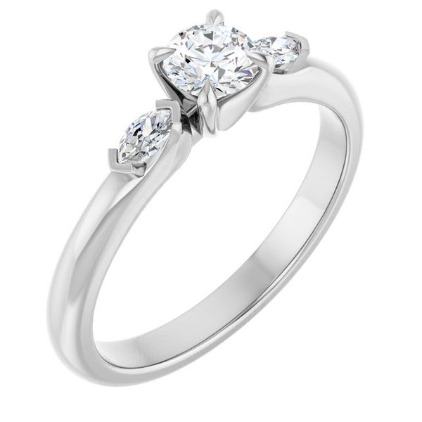 Claw-Prong Three-Stone Engagement Ring
