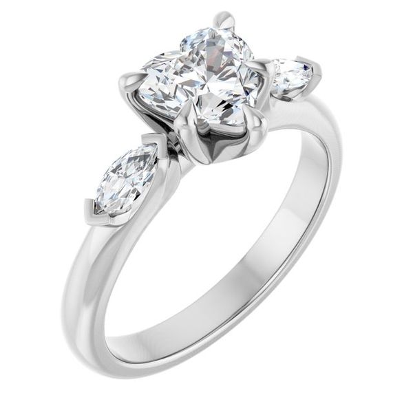 Claw-Prong Three-Stone Engagement Ring