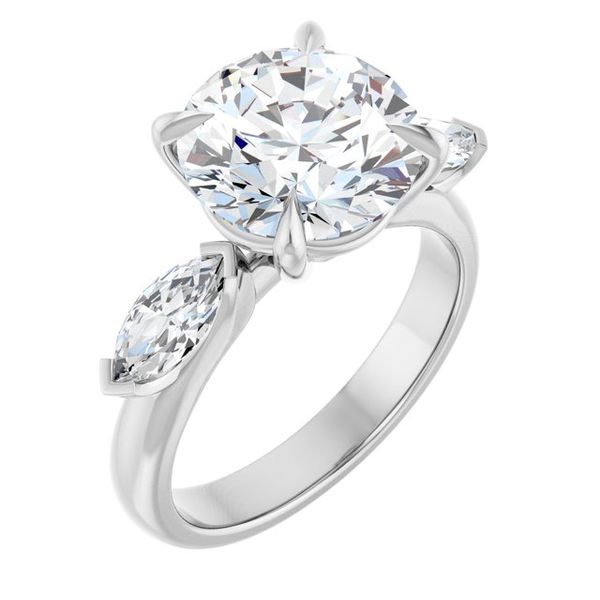 Claw-Prong Three-Stone Engagement Ring