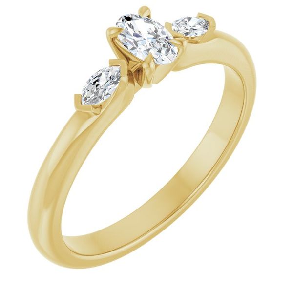 Claw-Prong Three-Stone Engagement Ring