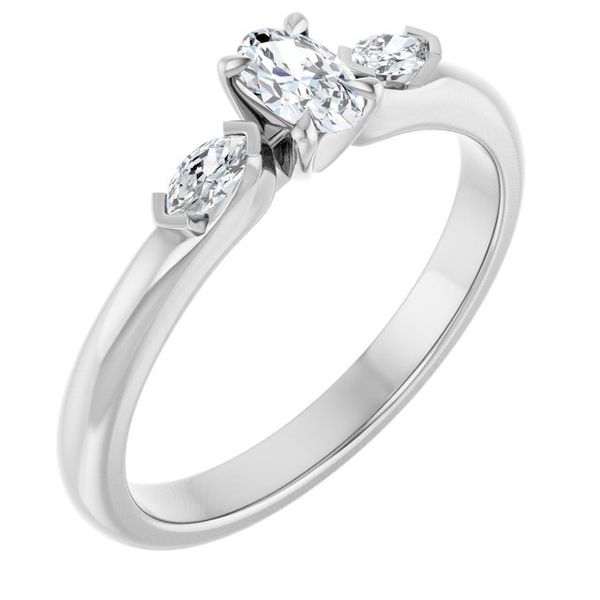 Claw-Prong Three-Stone Engagement Ring