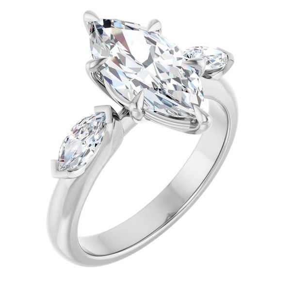 Claw-Prong Three-Stone Engagement Ring