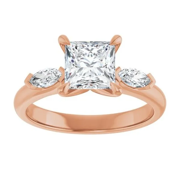 Claw-Prong Three-Stone Engagement Ring Image 3 Stuart Benjamin & Co. Jewelry Designs San Diego, CA