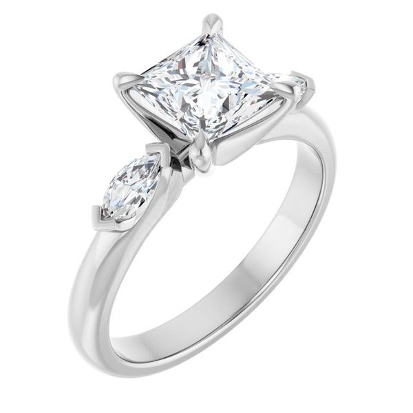 Claw-Prong Three-Stone Engagement Ring