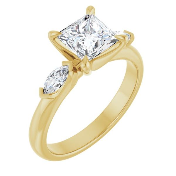 Claw-Prong Three-Stone Engagement Ring